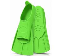 Aletas cortas de natación, aletas cortas, aletas de esnórquel de silicona, aletas de entrenamiento unisex para natación, agua abierta, buceo, buceo para adultos, niños, principios (verde claro, XXS(27