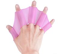 Aletas de natación con estructura de red de cinco dedos inspirada en ranas en silicona ligera reutilizable para entrenamiento técnico y orientado a la velocidad (L rosa (M rosa (un par))
