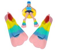 Aletas De Natación para Niños - Silicona | Aletas Paraa Nadar | Aletass De Entrenamiento De Natación Paraa Lecciones En La Piscina, Práctica En La Playa Y Desarrollo De Habilidades para Niños Que