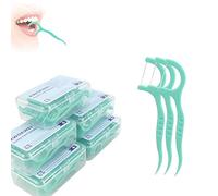 Aletas dentales, KWOKWEI piezas de hilo dental/palillo de dientes con soporte para palillo, alambre de dientes/cuidado dental interdental aletas con diseño en forma de Y, palillos de seda dentales/palillos de limpieza dental