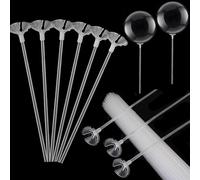 Alethron 20 varillas para globos, 32 cm, transparentes, con soporte de plástico, reutilizables, para bodas, cumpleaños, vacaciones, fiestas, decoración