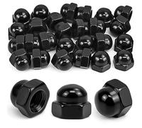 Alethron Tuercas de sombrerería M6 de acero inoxidable negro, 30 unidades, M6, color negro, forma alta, DIN1587 V2A, tuercas hexagonales para tornillos, varillas roscadas y pernos roscados