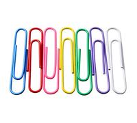 Alevar 100 clips de colores, caja de pinzas de acero plastificado tamaño 50 mm n.º 5, clips grandes para oficina, colores surtidos