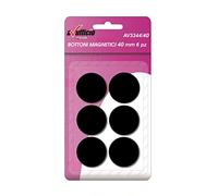 Alevar 6 Botones magnéticos para Tablero de Oficina, imanes de Nevera, diámetro 40 mm, Color Negro