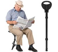 ALEVMOOM Bastón plegable con asiento, bastón con capacidad de asiento de 250kg, taburete de bastón ligero retráctil para personas mayores y adultos, silla de bastón ajustable con cojín y bolsa de