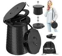 ALEVMOOM Inodoro portátil para acampar, Inodoro portátil para adultos con tapa Asiento portátil impermeable Capacidad de carga de 880 lb de tráfico de emergencia al aire libre/Senderismo/Navegación