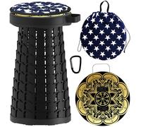 ALEVMOOM Taburete telescópico con cojín, taburete plegable portátil más resistente, capacidad de 440 libras, taburete retráctil plegable para camping, jardín, barbacoa con bolsa