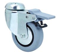 Alex BH PGI - Rueda con agujero pasante y freno (goma inyectada, diámetro de 100 mm, carga soportada 70 kg) color gris