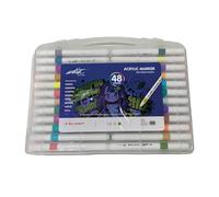 Alex Bog Artist by Estuche de 48 Rotuladores Acrílicos - Punta Media - Tinta Permanente en Superficies Porosas y Borrable en No Porosas - Colores Vivos y Opacos - Ideal para Madera, Piedra, Vidrio,