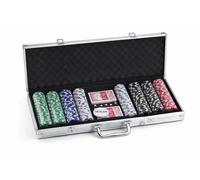 Alex Bog Set de Póker Profesional 500 Fichas con Maletín de Aluminio - Juego de Poker Completo con 2 Barajas y Botón Dealer - Fichas Estilo Casino para Texas Holdem