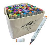 Alex Bog Set de Rotuladores Base de Alcohol Canvas Luxe Professional 120 Piezas Multicolor Doble Punta Pincel y Biselada