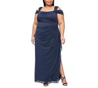 Alex Evenings Cold Shoulder Mother of The Bride Dress W/Ruched Skirt, Formal Event, Wedding Guest Gown (Plus Size) Vestido para ocasión Especial, Purpurina Azul Marino Oscuro, 22 Más para Mujer