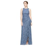 Alex Evenings Long Sleeveless Mother of The Bride Dress W/Cascade Ruffle & Front Slit (Petite and Regular Sizes) Vestido para ocasión Especial, Wedgewood, 42 Mujeres