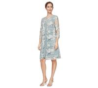 Alex Evenings Short Embroidered Jacket Dress, Perfect for Wedding Guest, Formal Events (Petite and Regular Sizes) Vestido para ocasión Especial, Sabio Helado, 46 Mujeres