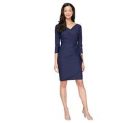 Alex Evenings Slimming Short Sheath 3/4 Sleeve Cocktail Dress, Wedding Guest (Petite and Regular Sizes) Vestido de cóctel, Azul Marino, 40 para Mujer