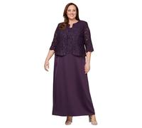 Alex Evenings Two Piece Mother of The Bride Dress with Lace Jacket Vestido para Madre de la Novia, Berenjena, 40 Pequeño (Pack de 2) para Mujer