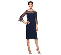 Alex Evenings Vestido Corto para Mujer con Detalle de ilusión Adornado - Azul - 40