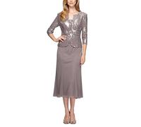 Alex Evenings Vestido de Chaqueta de Mujer con Botones Frontales, Peltre/Esmerilado, 44