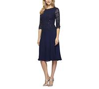Alex Evenings Vestido de Madre de la Novia con corpiño Bordado para Mujer, Vestido de invitada de Boda (Tallas pequeñas y Regulares), Marino, 10