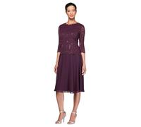 Alex Evenings Vestido Falso con corpiño Bordado para Mujer (Regular y pequeño), Violeta (Deep Plum), 16