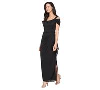 Alex Evenings Vestido Largo con Hombros Descubiertos para Mujer, Madre de la Novia, Eventos Formales, Tallas pequeñas y Regulares, Negro -, 12