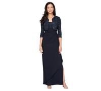 Alex Evenings Women's Empire Waist Bolero Jacket Dress (Petite and Regular Sizes), Navy, 6