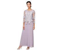 Alex Evenings Womens Long and Tea Length Mock Lace Jacket (Regular Petite) Special Occasion Dress, Smokey Orchid, 6 US