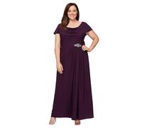Alex Evenings Women's Long Cowl Neck Mother of The Bride Dress, Wedding Guest Gown Size, Eggplant Plus, 20 Plus