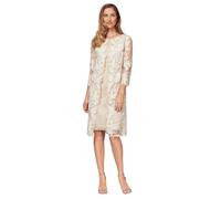 Alex Evenings Women's Midi Scoop Neck Shift Dress with Jacket (Petite and Regular), Taupe Mock, 4P