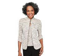 Alex Evenings Women's Printed Mandarin Neck Twinset Tank and Jacket, Beige, S