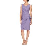 Alex Evenings Women's Slimming Short Ruched Cocktail Dress with Ruffle (Petite and Regular Sizes), Icy Orchid, 12