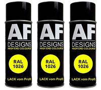 Alex Flittner Designs 3X Ral Pintura en Espray Pintura Coche Laca Colorida Lata de Aerosol RAL1026 Amarillo Claro Seda Mate