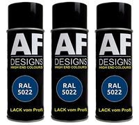 Alex Flittner Designs 3X Ral Pintura en Espray Pintura Coche Laca Colorida Lata de Aerosol RAL5022 Azul Noche Mate