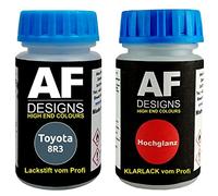 Alex Flittner Designs Juego de pintura compatible con Toyota 8R3 Greyish Blue Metallic + barniz transparente de 50 ml cada uno