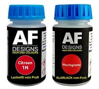 Alex Flittner Designs Lápiz de retoque compatible con Citroen 1N Rouge Aden + barniz transparente cada uno de 50 ml de pintura base