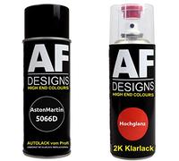 Alex Flittner Designs Pintura Bote Spray Kit compatible con Aston Martin 5066D Mina Negro Metálico 2K Barniz Claro Pintura Base Aerosol 2x400ml