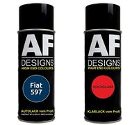 Alex Flittner Designs Pintura Bote Spray Kit compatible con Fiat 597 BLU de Teseo Metálico Pintura Base Barniz Claro 400ml