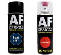 Alex Flittner Designs Pintura Bote Spray Kit compatible con Seat LS5Y Azul Altamar Metálico 2K Barniz Claro Pintura Base Aerosol 2x400ml