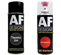 Alex Flittner Designs Pintura Bote Spray Kit compatible con Toyota 209 Negro Perl 2K Barniz Claro Pintura Base Aerosol 2x400ml