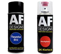Alex Flittner Designs Pintura Bote Spray Kit para Toyota 8X2 Nebula Azul Metalizado 2K Barniz Claro Pintura Base Aerosol 2x400ml