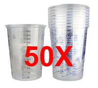 Alex Flittner Designs Recipiente Mezcla 50x Jarra Medir 600ml para Pintura Barniz Claro 2:1 3:1 4:1 Mischskala