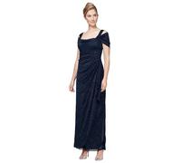 Alex Long Cold Shoulder Dress (Petite and Regular Sizes) Vestido para ocasión Especial, Color Azul Marino Brillante, 42 para Mujer