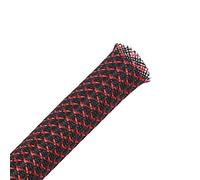 Alex Tech 10mm-7.5m Funda de Cable Trenzado Expandible Recoge Cables Cubre Cables Tapa Cables para Cable de Audio y Video Alambre Automotriz - Negro Rojo