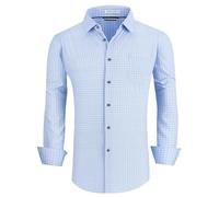 Alex Vando Camisas de Vestir Estampadas para Hombre Manga Larga, Ajuste Regular con Botones