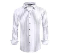 Alex Vando Camisas de Vestir Estampadas para Hombre Manga Larga, Ajuste Regular con Botones