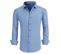 Alex Vando Camisas de Vestir Estampadas para Hombre Manga Larga, Ajuste Regular con Botones