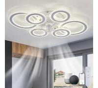 Alexa Smart Ventilador de Techo Con Luz Reversibile Regulable LED Ceiling Fan with Light y Mando a Distancia Silencioso DC Lampara Techo Ventilador 6 Velocidades Dormitorio Grande Moderno-White