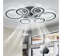 Alexa Smart Ventilador de Techo Con Luz Reversibile Regulable LED Ceiling Fan with Light y Mando a Distancia Silencioso DC Lampara Techo Ventilador 6 Velocidades Dormitorio Grande Moderno-Black