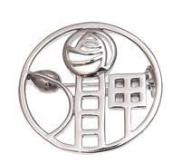 Alexander Castle Broche de plata de ley 925 de Charles Rennie Mackintosh para mujer, broche de plata con caja de regalo, 28 mm