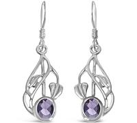 Alexander Castle Charles Rennie Mackintosh Amethsyt - Pendientes de plata de ley 925 para mujer, con caja de regalo, 20 x 10 mm